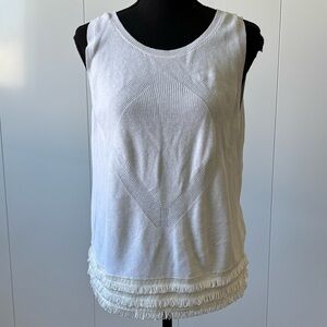 Christopher Fischer M white tank top 100% cotton with layered design at bottom